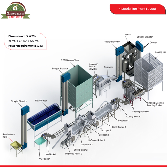 4 Ton Per Day Cashew Processing Plant Cost & Manufacturer
